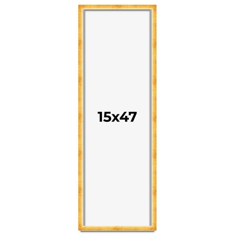 15x47 Shadow Box Frame Gold | 1.625 Inches Deep Real Wood Traditional