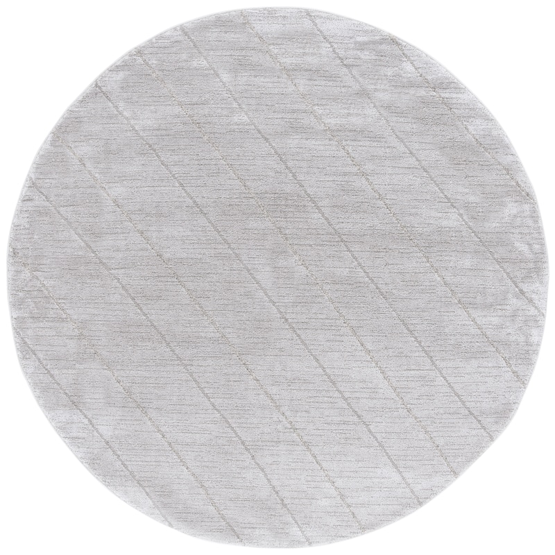 SAFAVIEH Neptune Francies Contemporary Rug - 6'7" Round - Light Grey/Grey
