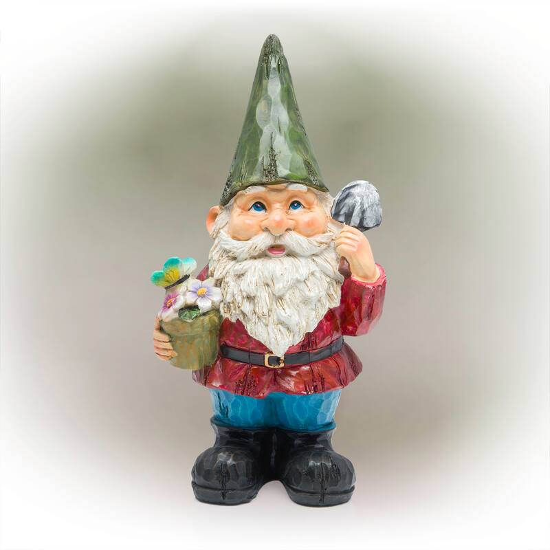 Gnome Folding Hands Looking Up Garden Statue