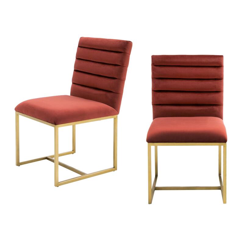 Modrest Barker Modern Red & Brush Gold Dining Chair (set of 2) - Dining Height