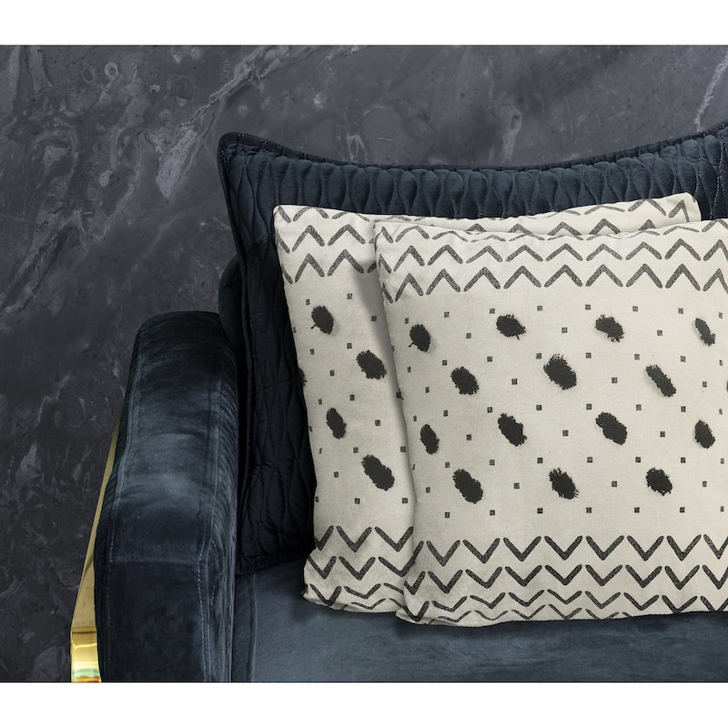 Sevita Avant-garde Natural/Black Dots Cotton Throw Pillow, Set of 2