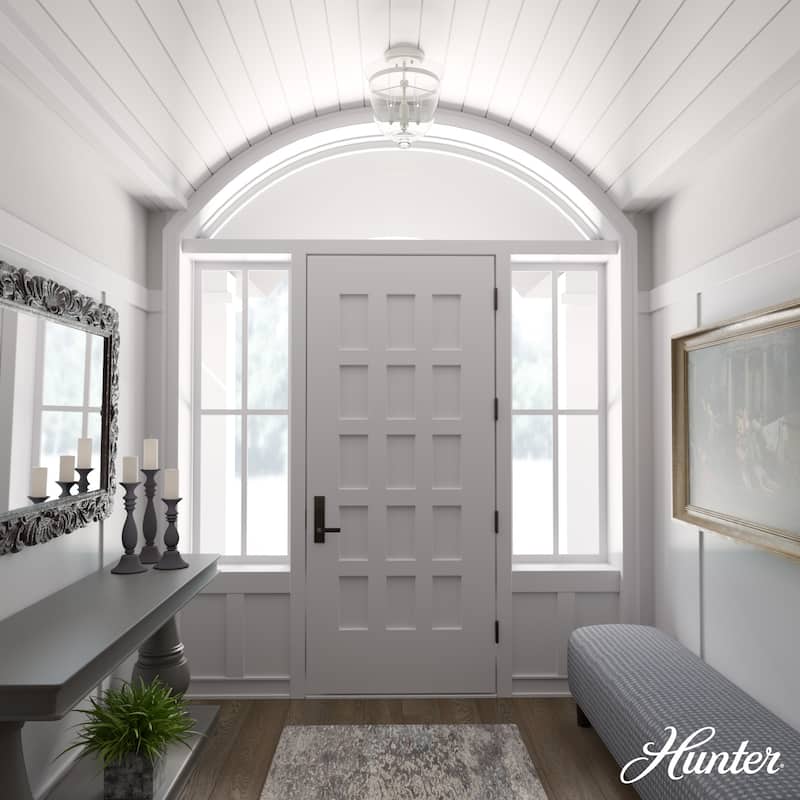 Hunter Belltown 3-Light Flush Mount Ceiling Light - Entry, Bedroom, Bath, Hallway - Transitional, Modern Farmhouse