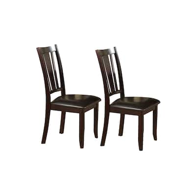 Brown/Brown Faux Leather Upholstered Wood Frame Dining Chair, Set of 2, Sturdy Dining Chair for Dining Rooms - 21.75