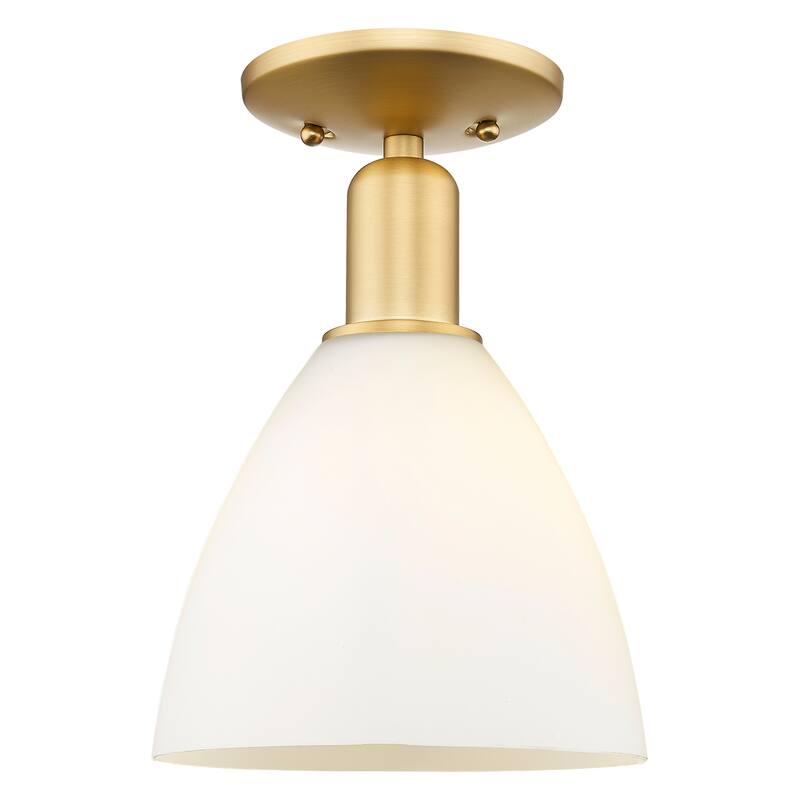 Innovations Lighting Endless Possibilities Arcadia - Bristol - 1 Light 8" Semi-Flush Mount - Satin Gold/Matte White