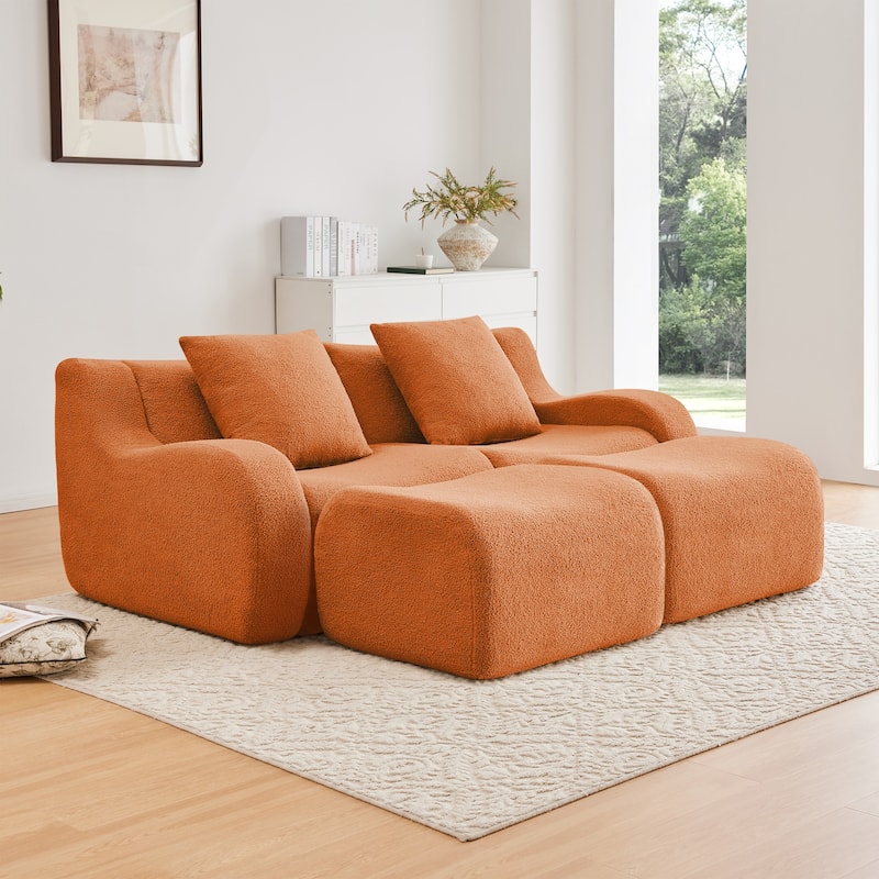 GDF Studio - Fairford 2-Seat Modular Sofa with Chaise & Curved Armrests - Orange