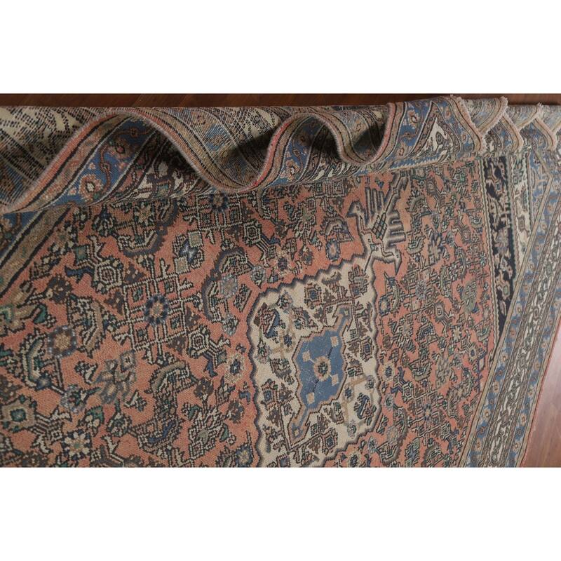 Pink Geometric Hamedan Persian Vintage Area Rug Handmade Wool Carpet - 8'5" x 11'4"