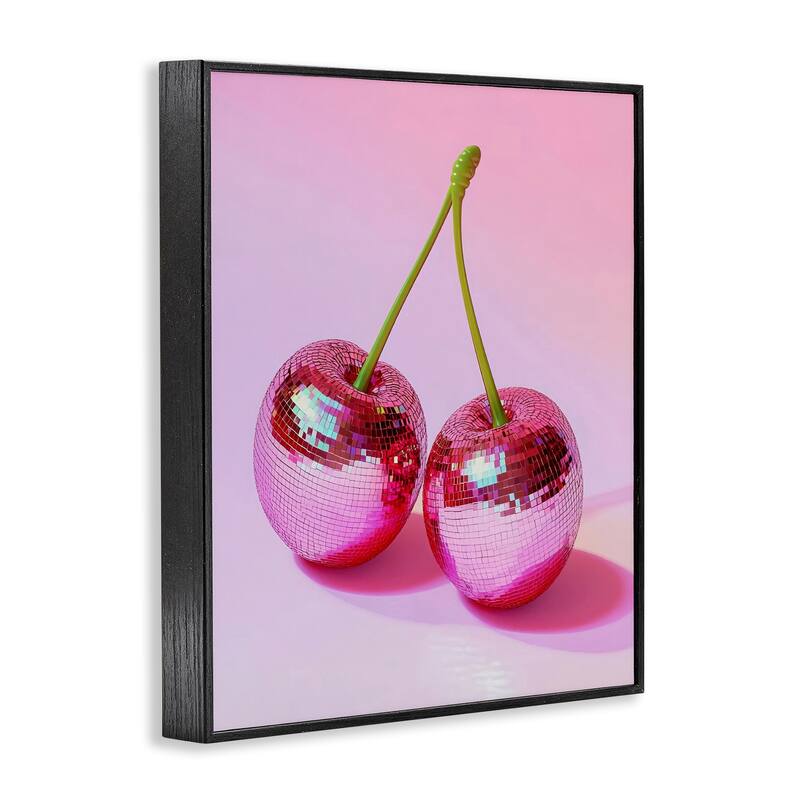 Stupell Pink Disco Cherries Framed Giclee Art Design By LSR Creative Studio