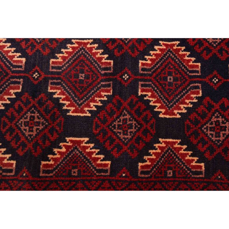 ECARPETGALLERY Hand-knotted Teimani Dark Navy, Red Wool Rug - 3'8 x 6'3
