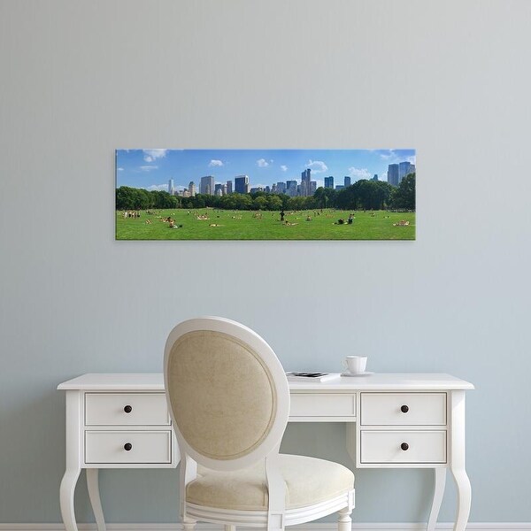 Easy Art Prints Panoramic Image 'Tourists in park, Sheep Meadow, Central Park, Manhattan, New York City' Canvas Art