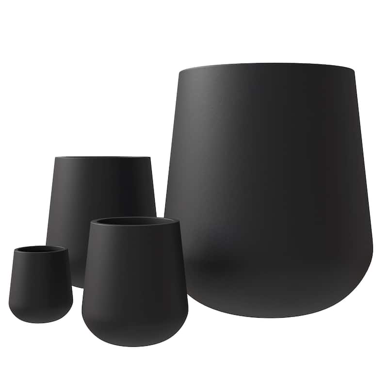 Orchid 4-Piece Round Modern Fiberstone and MgO Clay Decorative Planter Pot Set for Living Room Office Home Patio Porch Decor