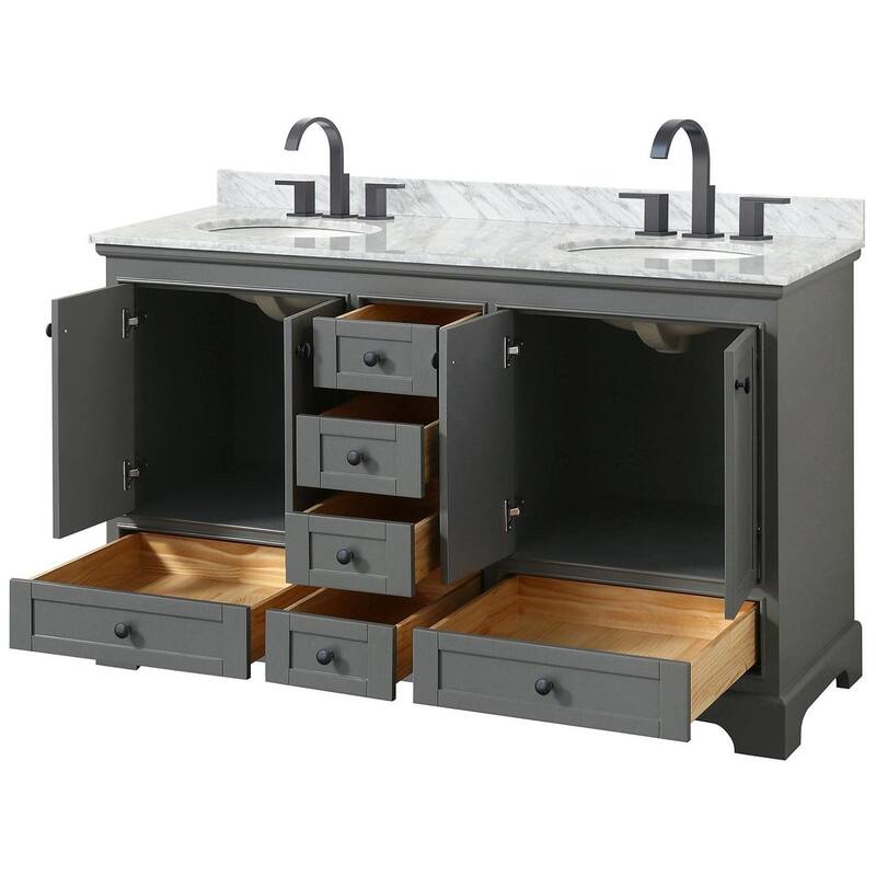 Wyndham Collection Deborah 60" Free Standing Double Vanity Set with