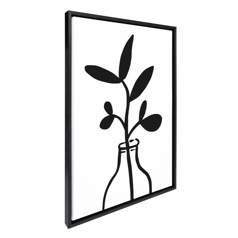 Kate and Laurel Sylvie Botanical Canvas by The Creative Bunch Studio - 23x33 - Plastic - Black