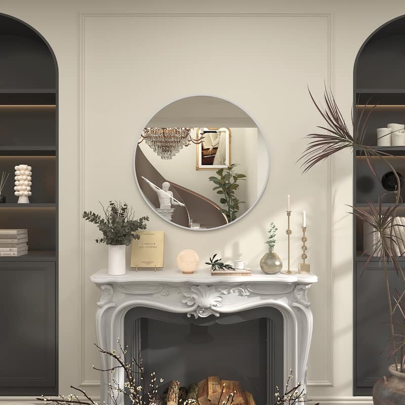 Round Wall Mirror Aluminum Alloy Framed Bathroom Vanity Mirror