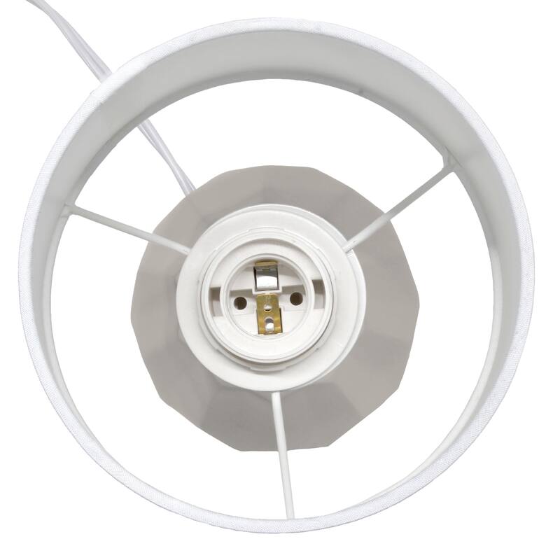 Geometric Ceramic Table Lamp with White Drum Shade - 19.5" - Gray