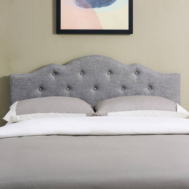 Charlie Upholstered Tufted Round Headboard - Grey - King