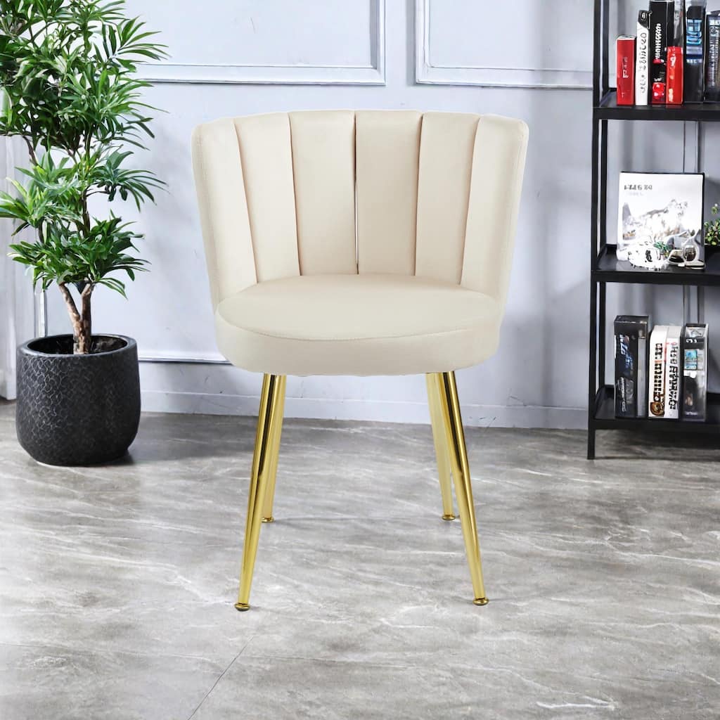 Velvet Dining Chair (Set of 2) with Golden Iron Legs, Ergonomic Backrest and Simple Assembly
