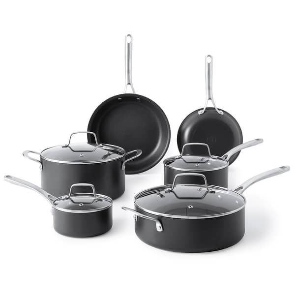 Martha Stewart 10 Piece Aluminum Cookware Set in Matte Black Bed Bath