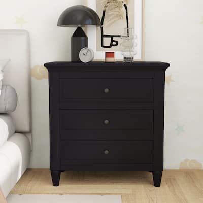 3 Drawer Nightstand Storage Wooden Chest