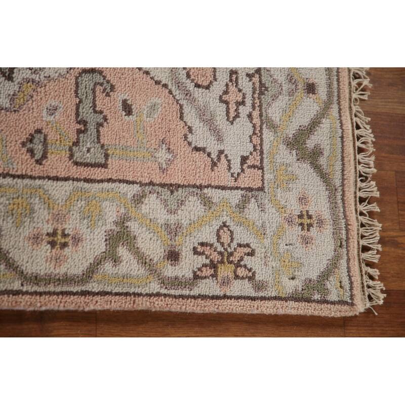 Pink Oushak Style Runner Rug Handmade Wool Carpet - 2'6"x 10'2"