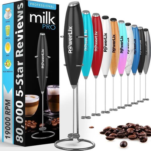 slide 1 of 1, Double Whisk Electric Frother Black