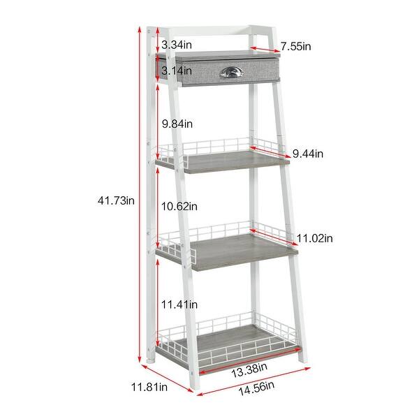 dimension image slide 2 of 3, 3 Tier Narrow Bathroom Shelf with Drawers, Bathroom Organizer, Open Floor Standing Ladder Rack for Tight Spaces