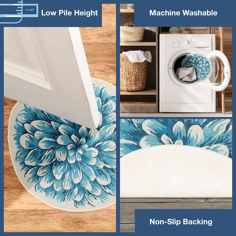 Liora Manne Esencia Mum Indoor/Outdoor Mat Blue 3'3"x3'3"