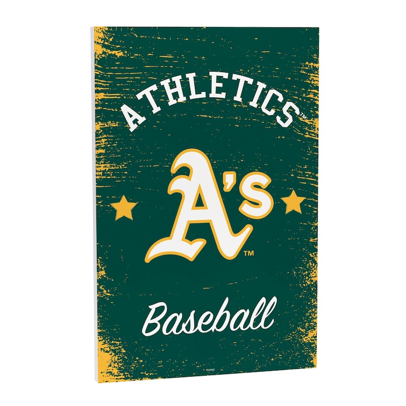 Athletics Wooden Door Decor Wall Sign - Multi-Color - 16 x 24