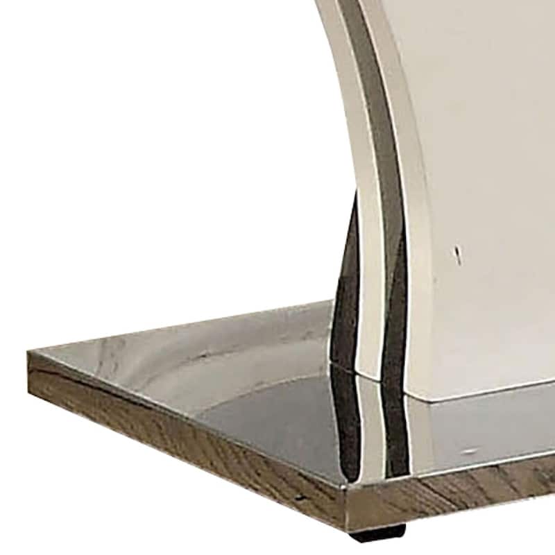 23.63 in. White and Gray Rectangle Glass End Table with Flared Base