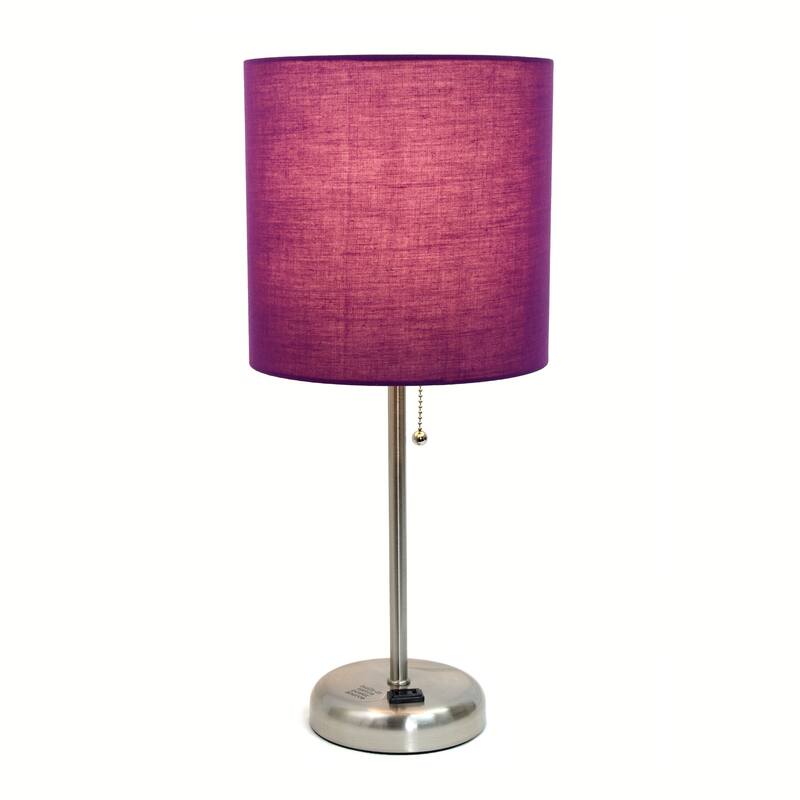 Stick Table Lamps with Drum Shade - 19.5" - Silver and Purple