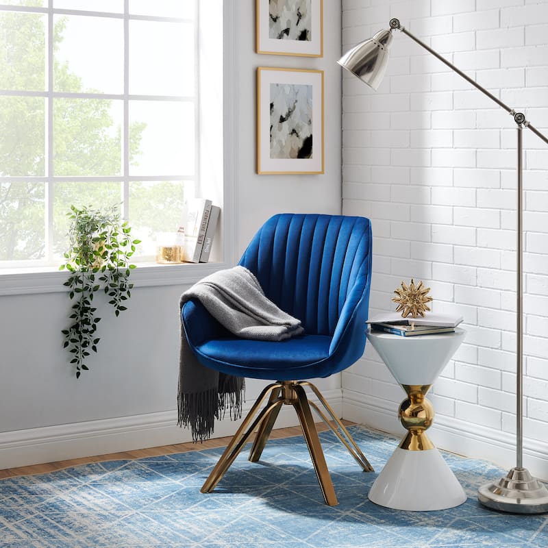 Art Leon Classical Swivel Office Accent Arm Chair with Golden Legs