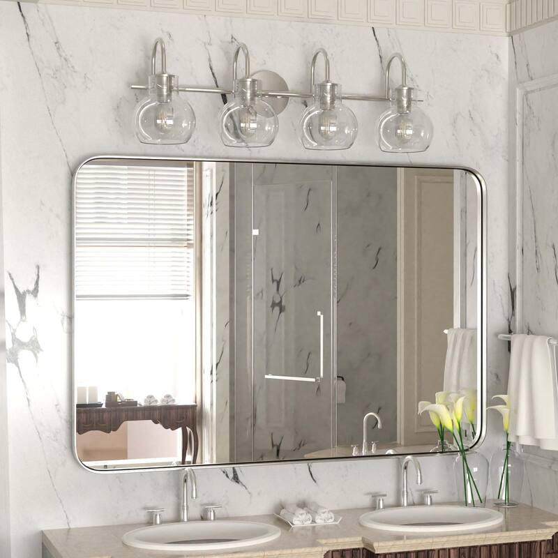 Modern 2/3/4 Bathroom Vanity Lights Clear Globe Glass Shade