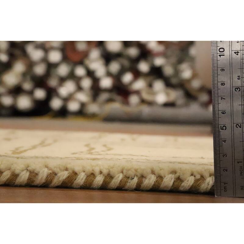 Hand Knotted Oriental 100% Wool Carpet Modern Geometric Beige & Ivories Gabbeh Area Rug - 3' 1'' X 2' 2''