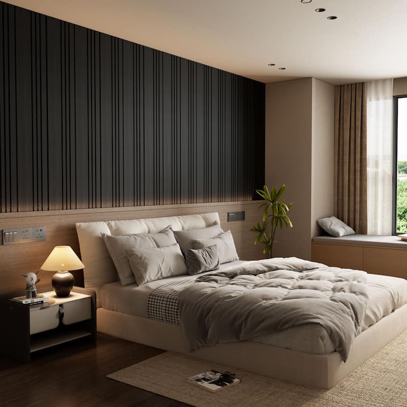 23.6" x 23.6" Wood Slat Acoustic Wall Panels for Ceiling and Wall Decor, 8-Pack (31 sq ft)