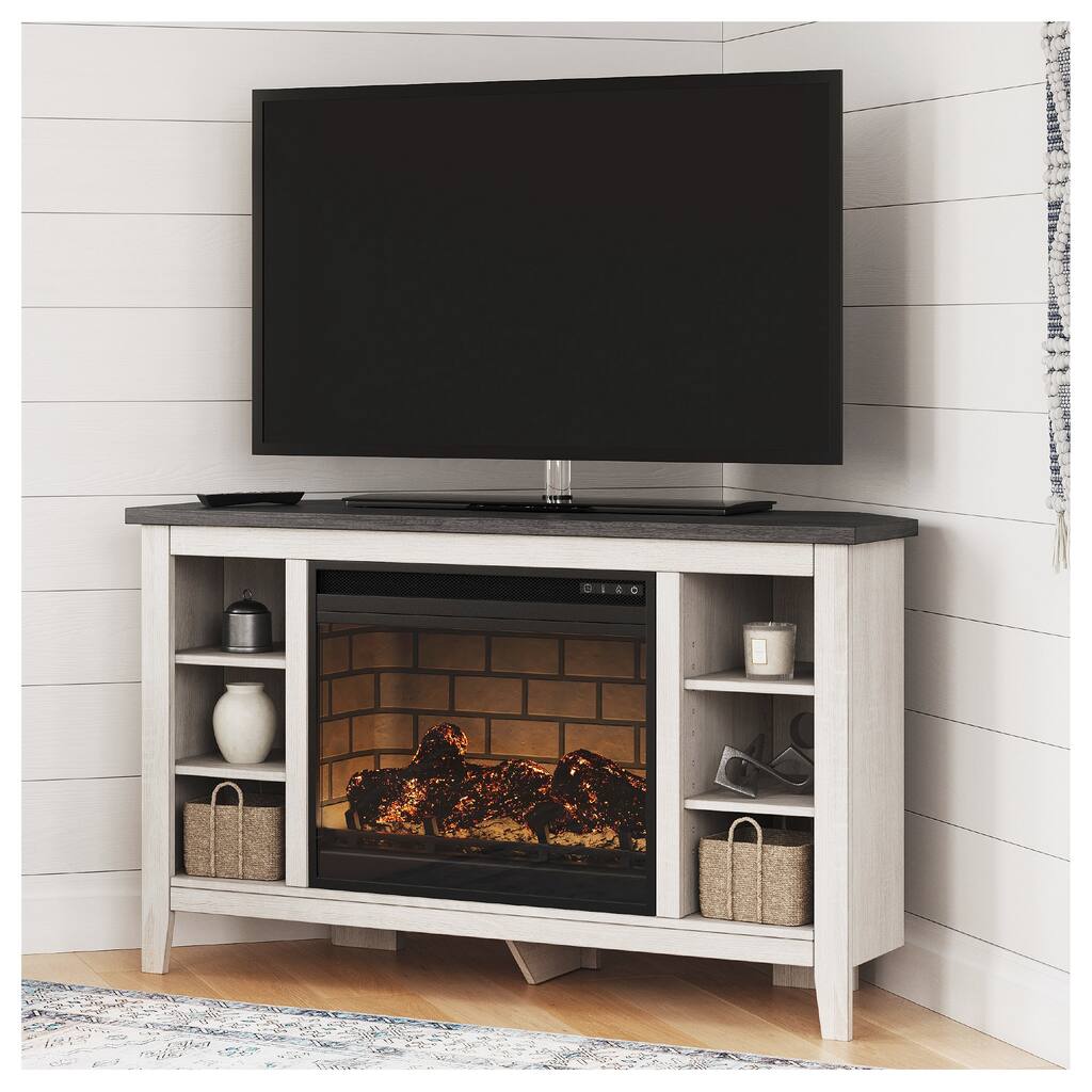 Signature Design by Ashley Arlenbry 48" Corner TV Stand with Electric Fireplace - 48"W x 15.75"D x 28.5"H