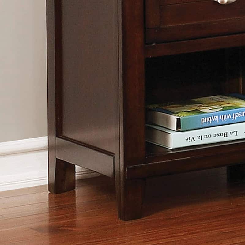 Dospat Transitional Wood 1-Drawer Lower Open Shelf Nightstand by Furniture of America