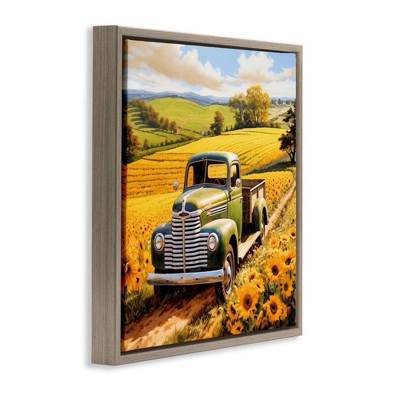 Stupell Truck Through Sunflower Field Framed Floater Canvas Wall Art Design By Heidi Kuntz