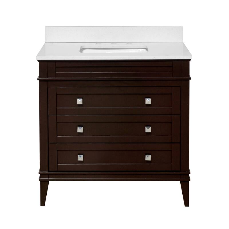 KitchenBathCollection Eleanor 36" Bathroom Vanity with Quartz Top