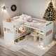 preview thumbnail 1 of 9, Modern Twin Size Bunk Bed With A Loft Bed Attached,With Two Drawers,For 3 Persons for Bedroom White