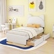 preview thumbnail 11 of 56, Upholstered Platform Bed with Cartoon Ear Headboard and Drawers