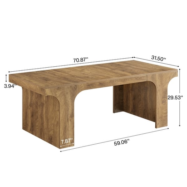 dimension image slide 2 of 3, 70.9" Executive Desk, Large Wood Computer Office Desk, Writing Table Business Workspace Home Office Accent Desk