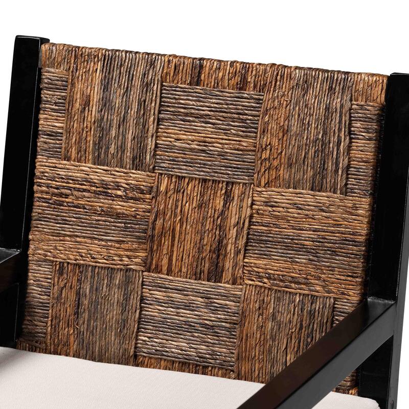 Raniya Handwoven Seagrass Dining Chair Set of 2- Solid Mango Wood Frame with Woven Seat and Backrest, Black