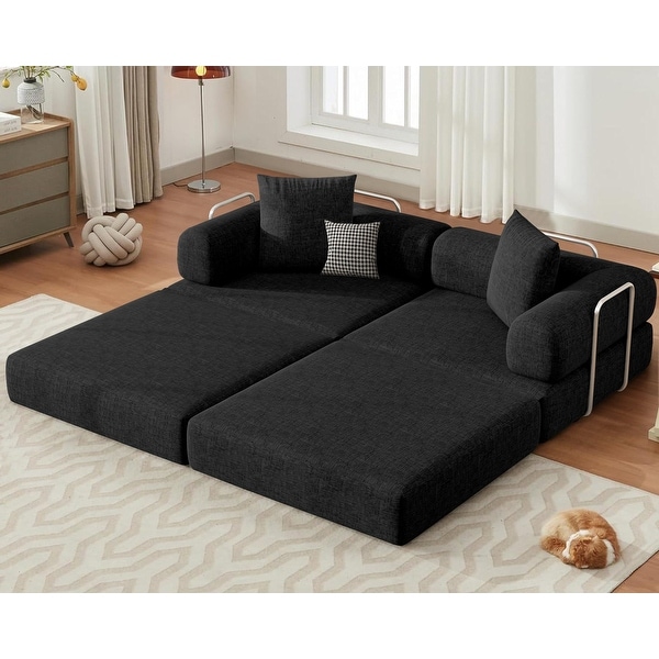 4-in-1 Folding Sofa Bed with Fixed-Shape Frame, DIY Combination