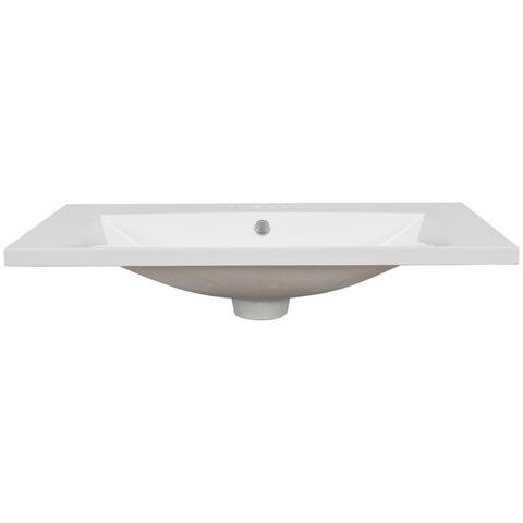 Global Pronex 30" Single Bathroom Vanity Top with White Basin, 3-Faucet Holes, Ceramic