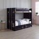 preview thumbnail 1 of 4, Ariel Twin Over Twin Bunk Bed, Built in Ladder, Guardrails, Black