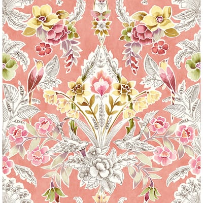 Jackson, Vera Pink Floral Damask Wallpaper
