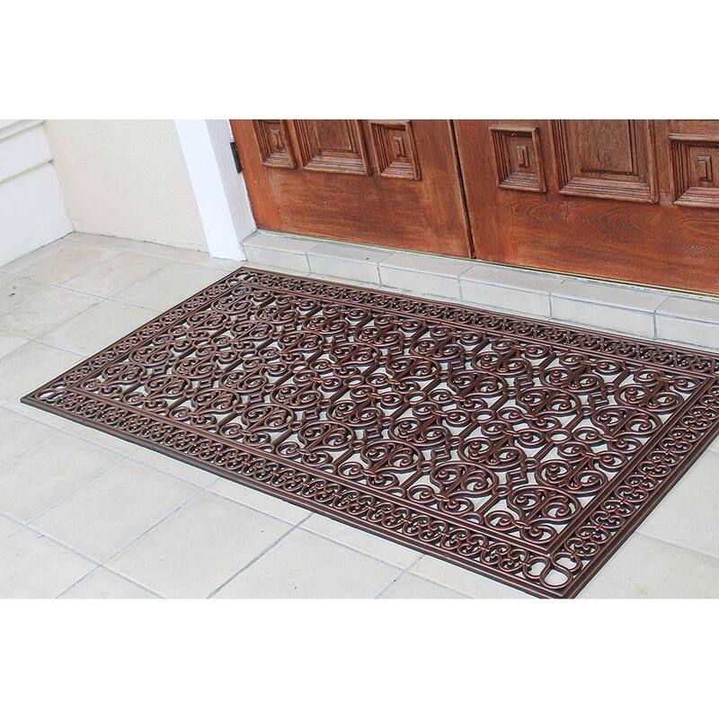A1HC Rubber Paisley, Beautifully Non Slip Rubber Floormats Welcome Entryway Large Double Doormat, 36"X72"