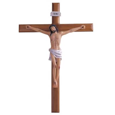 Q-Max Jesus Nailed On The Cross 22"H Wall Cross Crucifix Religious Statue Decoration Figurine