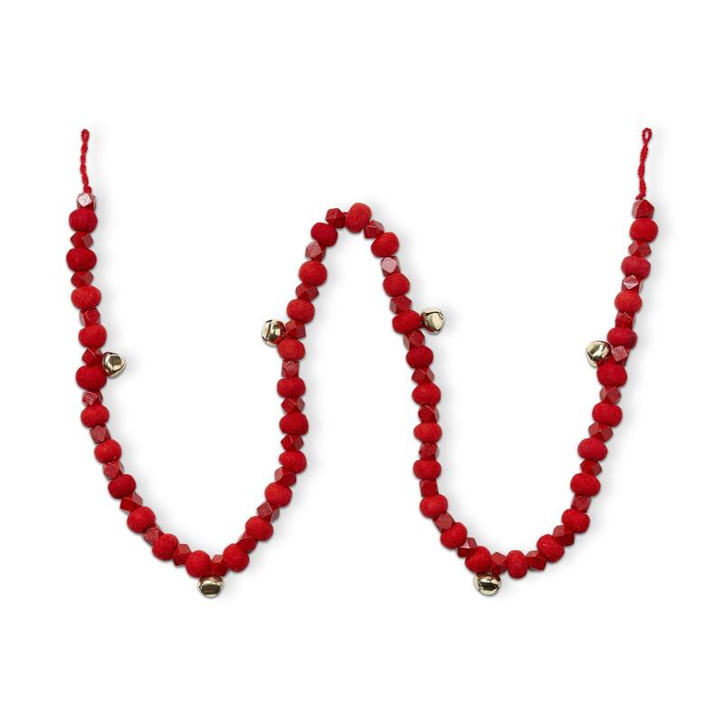 Wood Bead Felt & Jingle Bell Garland