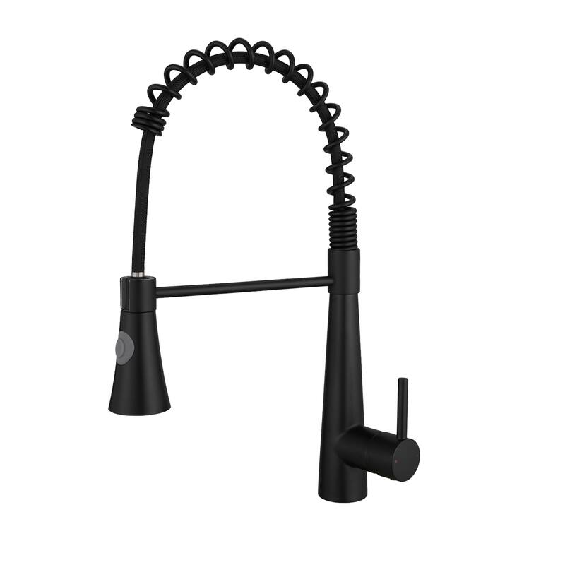 Commercial Kitchen Faucet w/ Pull-Out Sprayer - Single Handle, Black