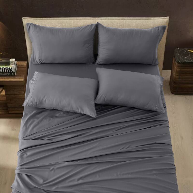 6 Piece Bed Sheet Set Deep Pocket Ultra Soft Microfiber Bedding Sheets
